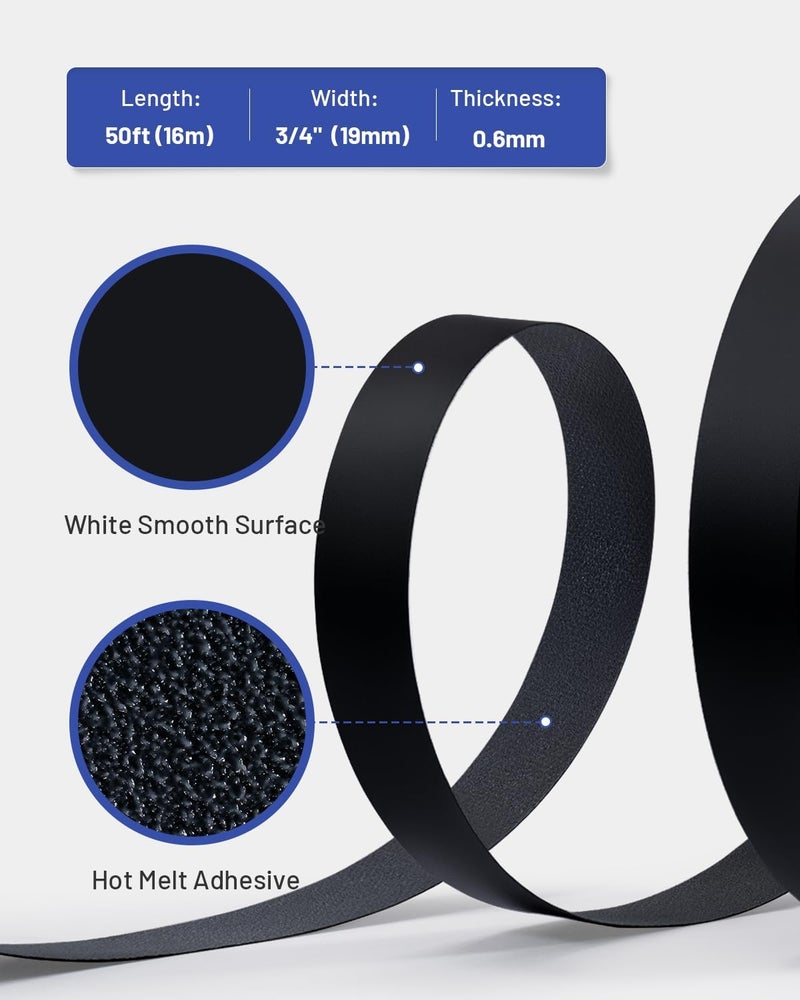 FAKILO Melamine Edge Banding Black 3/4 inch x 50 ft Veneer Edging Easy Application Iron on Edge Banding Tape for Cabinet Plywood Repairs Furniture Restoration - Image 3